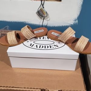 steve madden dual woven slide sandal